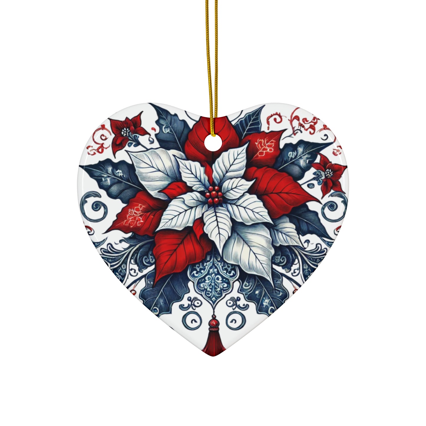 Blue White Red Style1 Chinoiserie Chique Ceramic Ornament, 2 shapes available