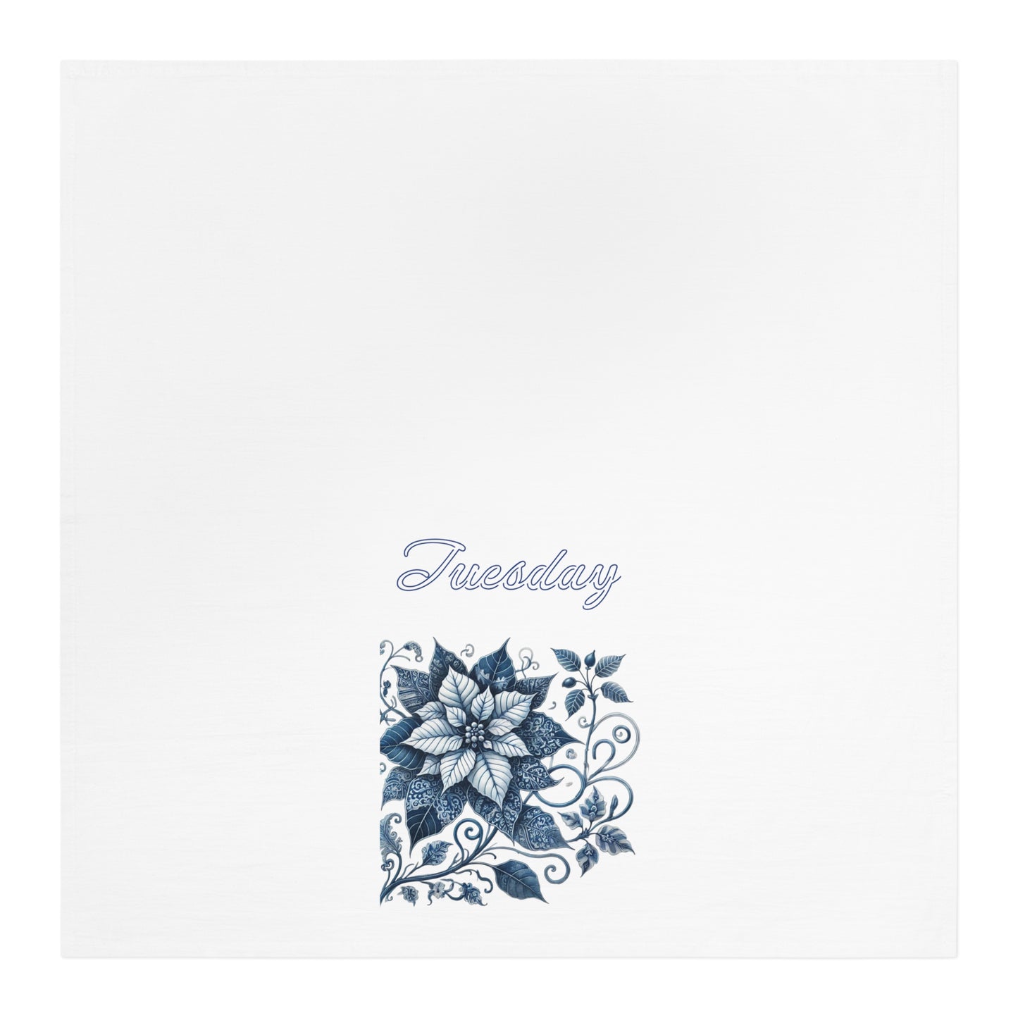 Tuesday - Blue and White Chinoiserie Chique Poinsettia Tea Towel