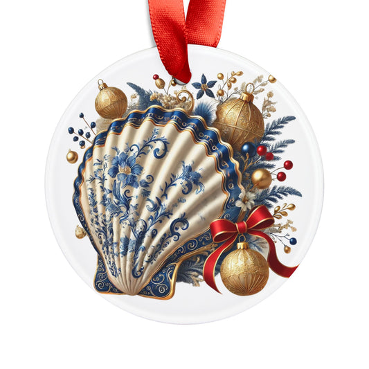 Blue White Shell Red Style1 Chinoiserie Chique Acrylic Ornament