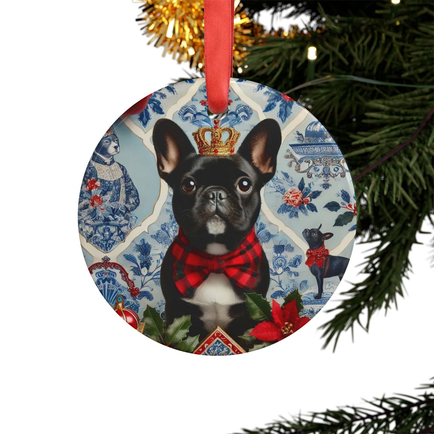 Blue White Frenchie Style4 Chinoiserie Chique Acrylic Ornament