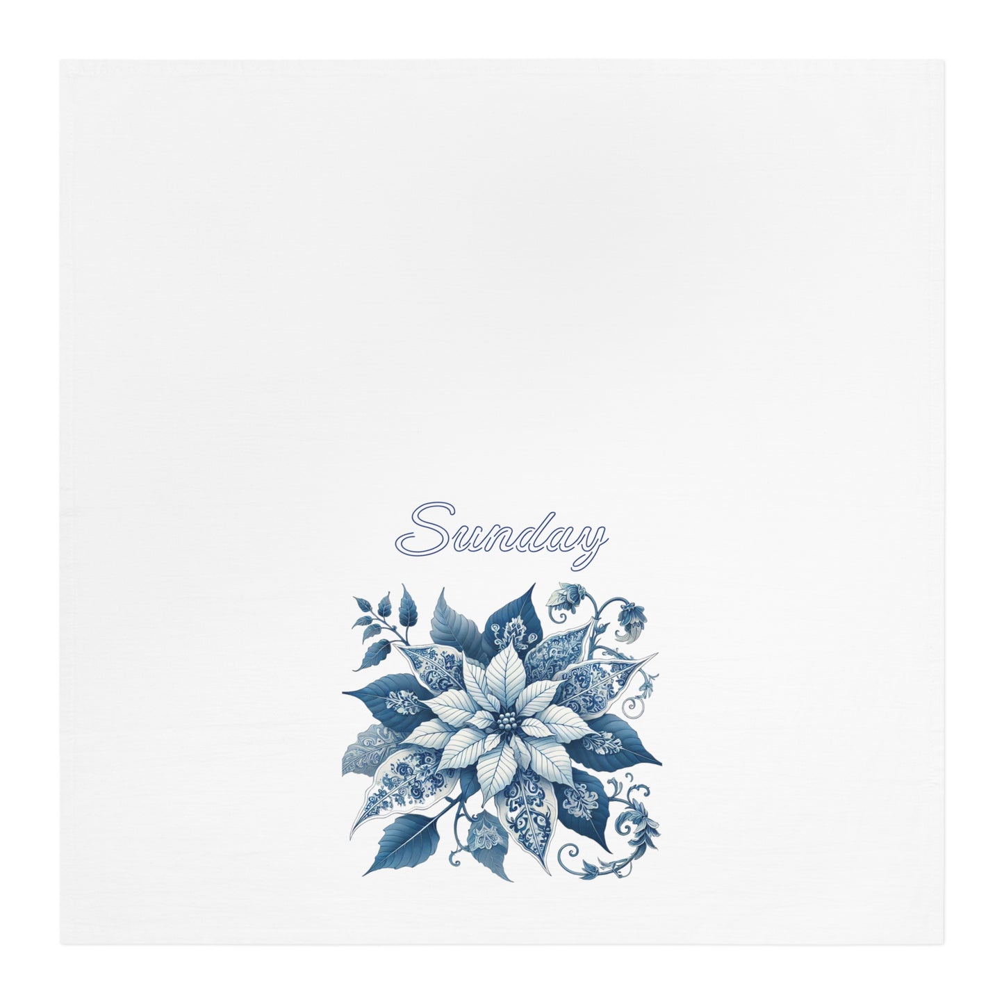 Sunday - Blue and White Chinoiserie Chique Poinsettia Tea Towel