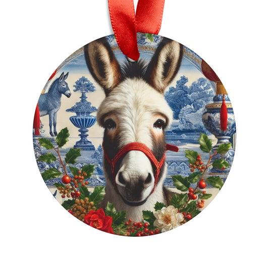 Blue White Burro Print Chinoiserie Chique Acrylic Ornament