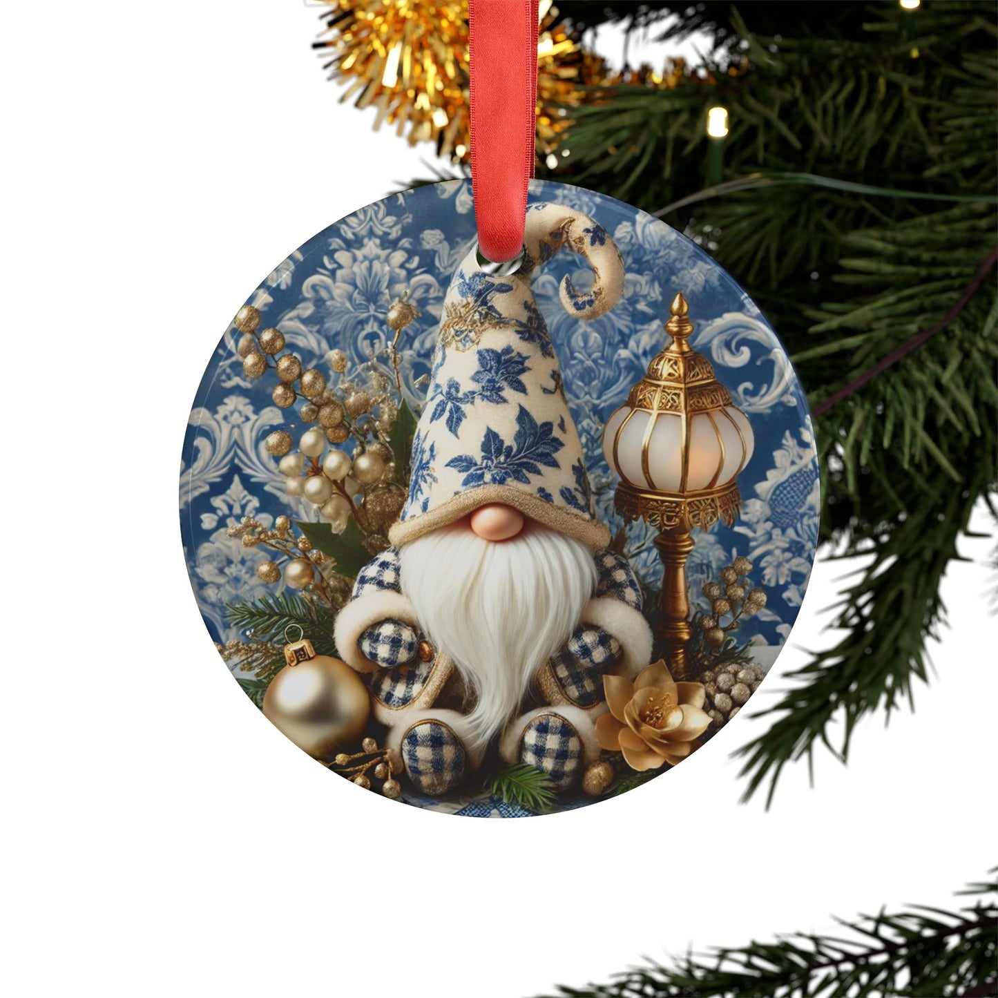 Blue White Tomte Style1 Chinoiserie Chique Acrylic Ornament