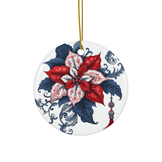 Blue White Red Style2 Chinoiserie Chique Ceramic Ornament, 2 shapes available