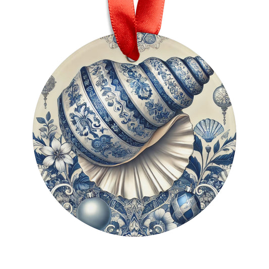 Blue White Shell Style1 Chinoiserie Chique Acrylic Ornament