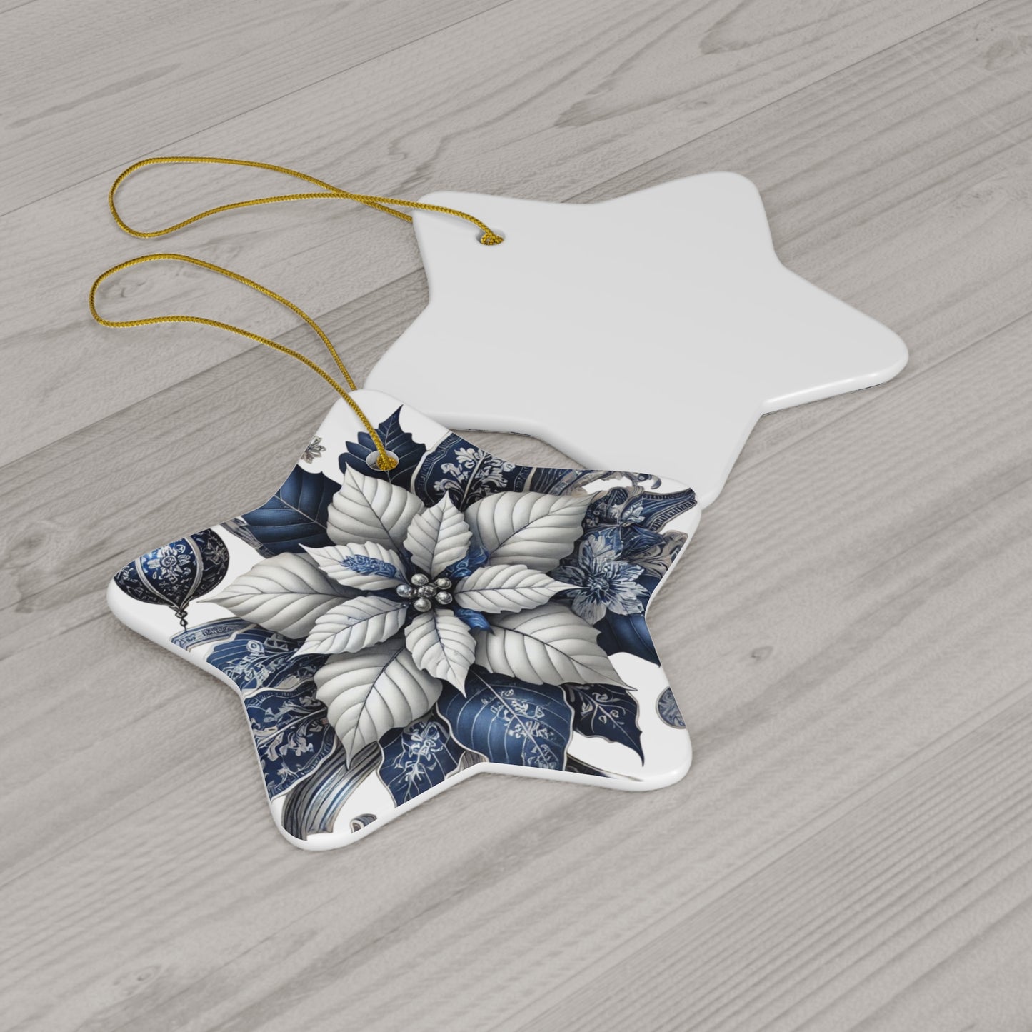 Blue White Silver Style2 Chinoiserie Chique Ceramic Ornament, 3 shapes available