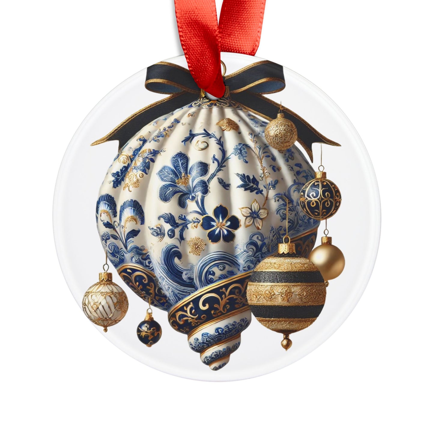 Blue White Shell Black Style5 Chinoiserie Chique Acrylic Ornament