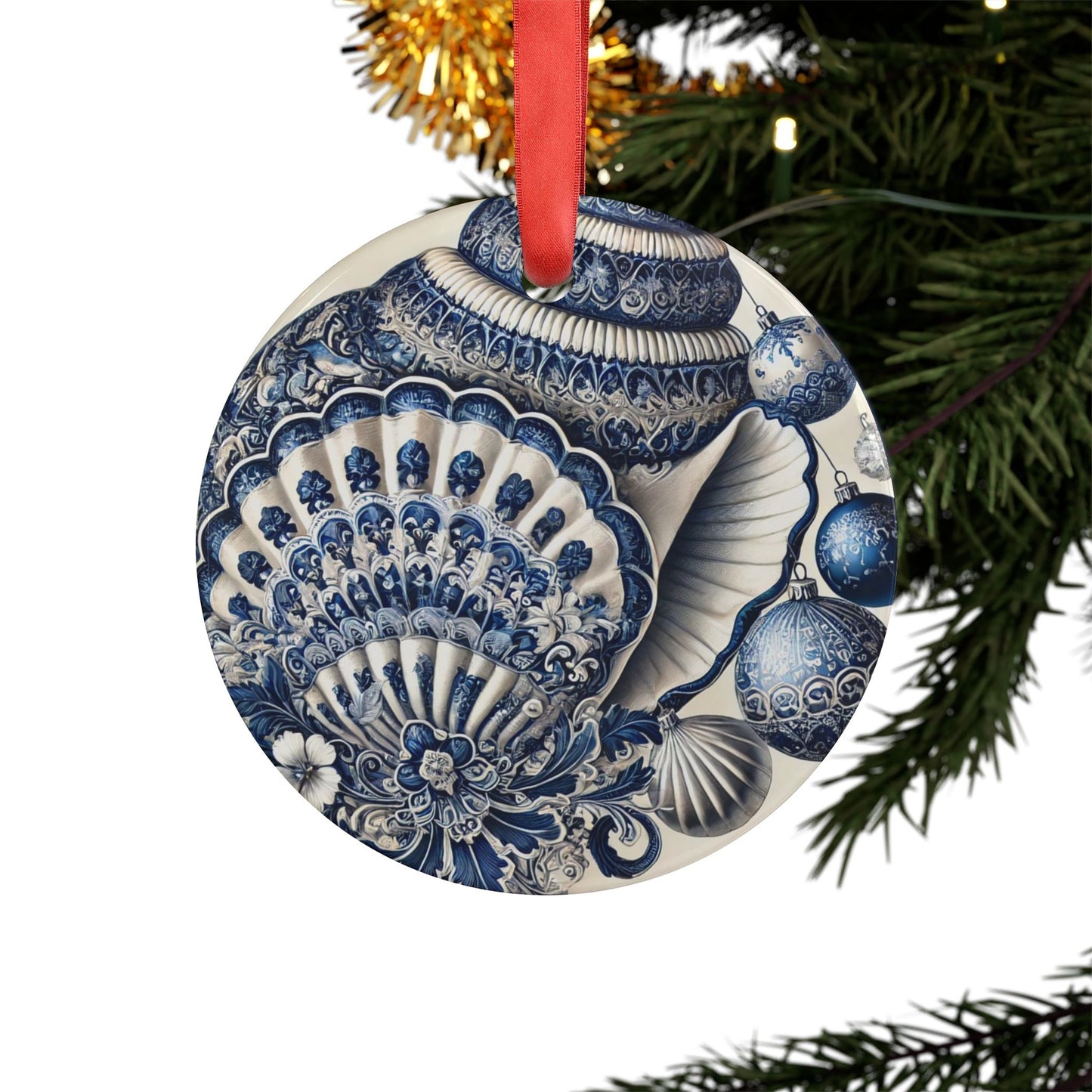 Blue White Shell Style3 Chinoiserie Chique Acrylic Ornament