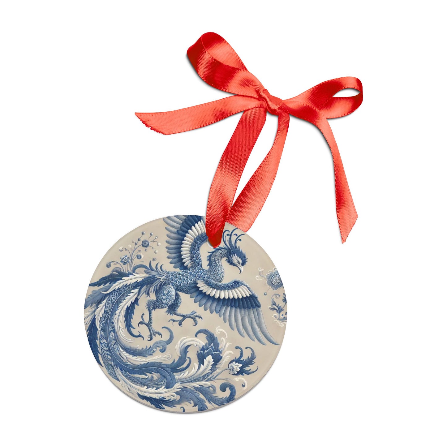 Blue White Phoenix Style3 Chinoiserie Chique Acrylic Ornament