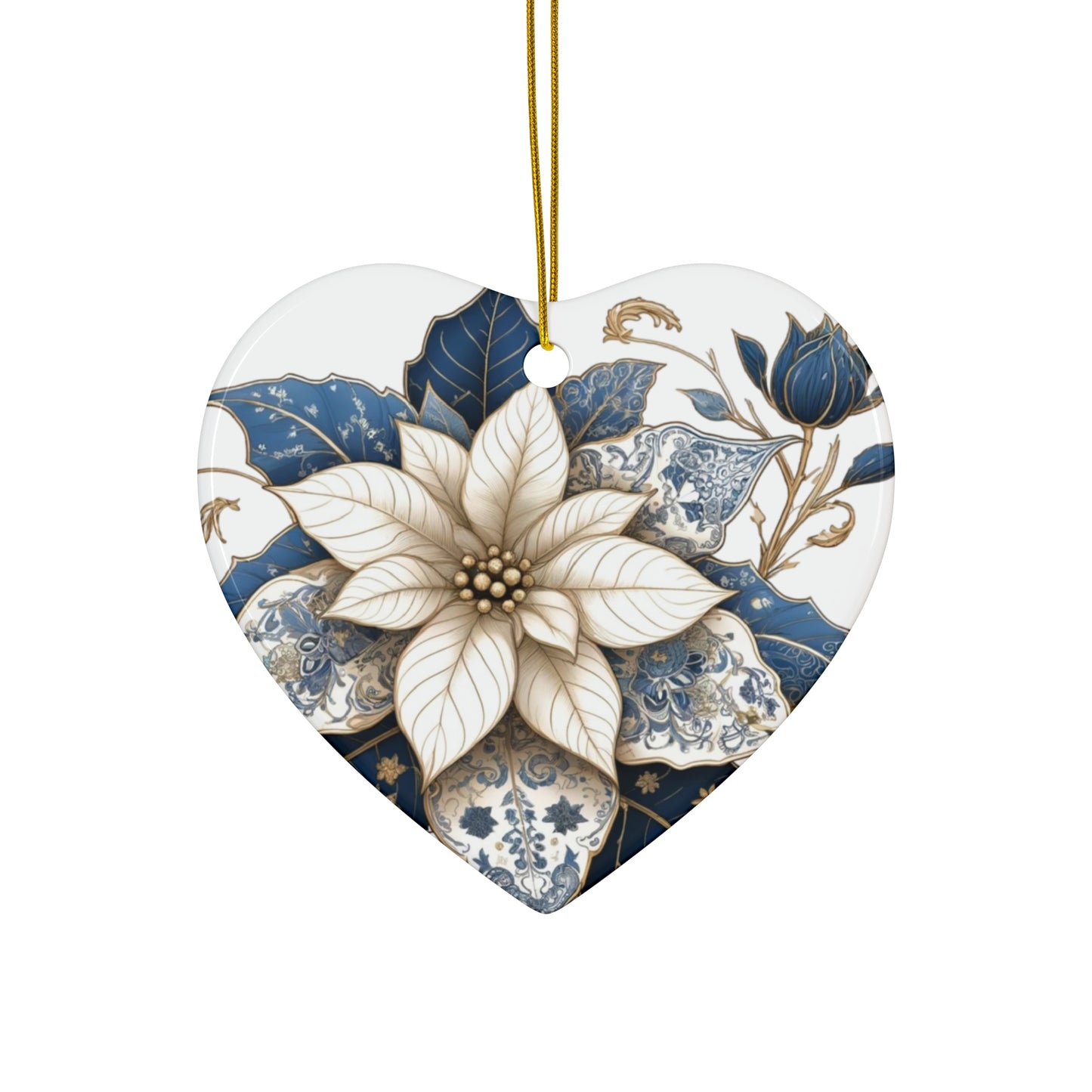 Blue White Gold Style1 Chinoiserie Chique Ceramic Ornament, 2 shapes available