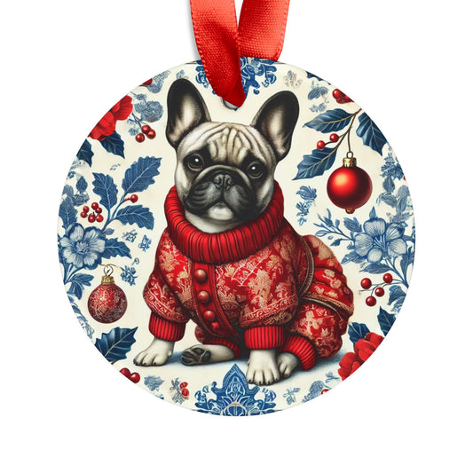 Blue White Frenchie Style3 Chinoiserie Chique Acrylic Ornament