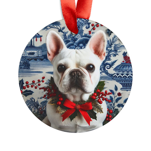 Blue White Frenchie Style1 Chinoiserie Chique Acrylic Ornament