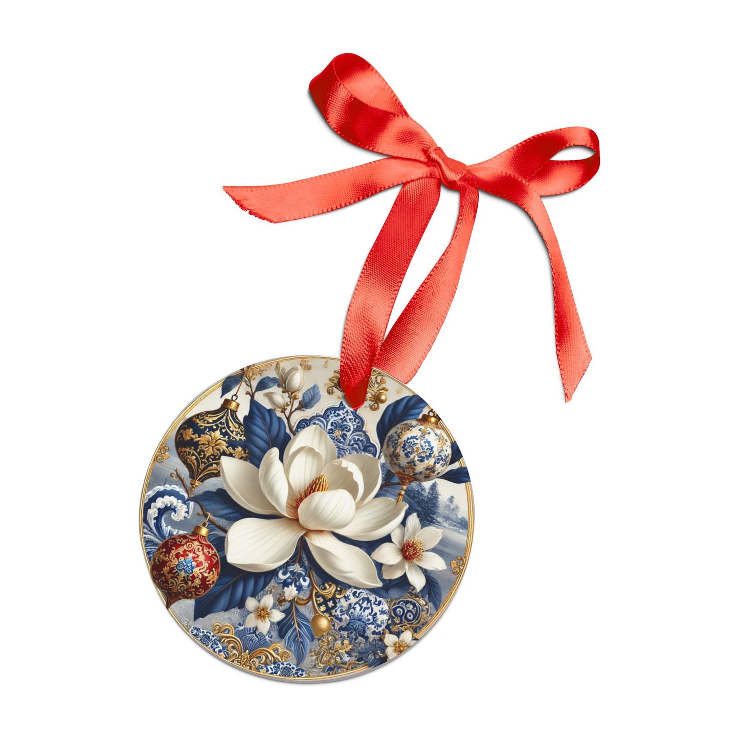 Blue White Magnolia Style14 Chinoiserie Chique Acrylic Ornament