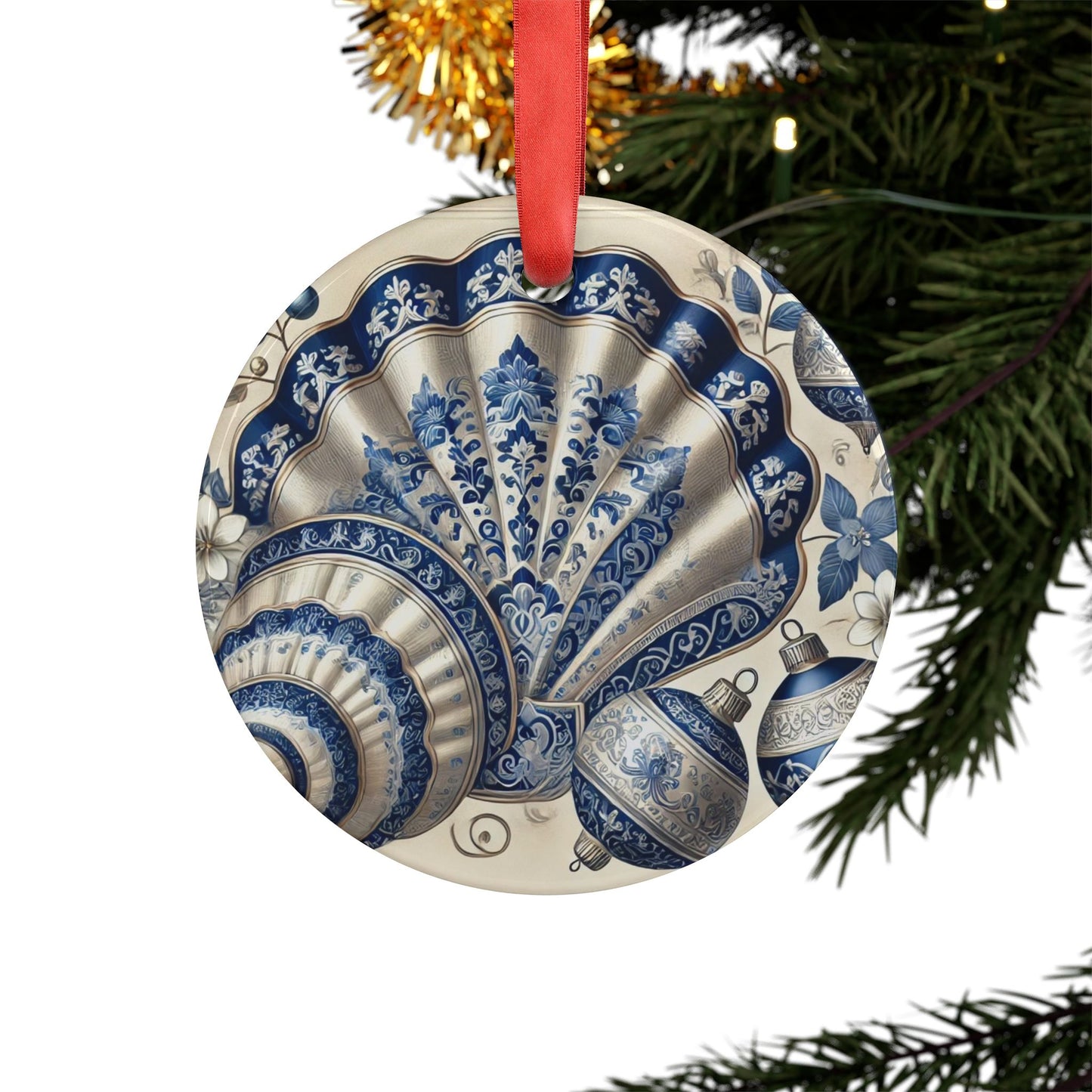 Blue White Shell Style2 Chinoiserie Chique Acrylic Ornament