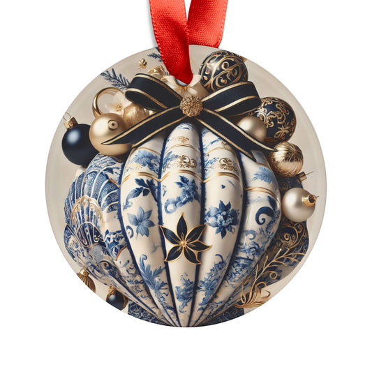 Blue White Shell Black Style2 Chinoiserie Chique Acrylic Ornament