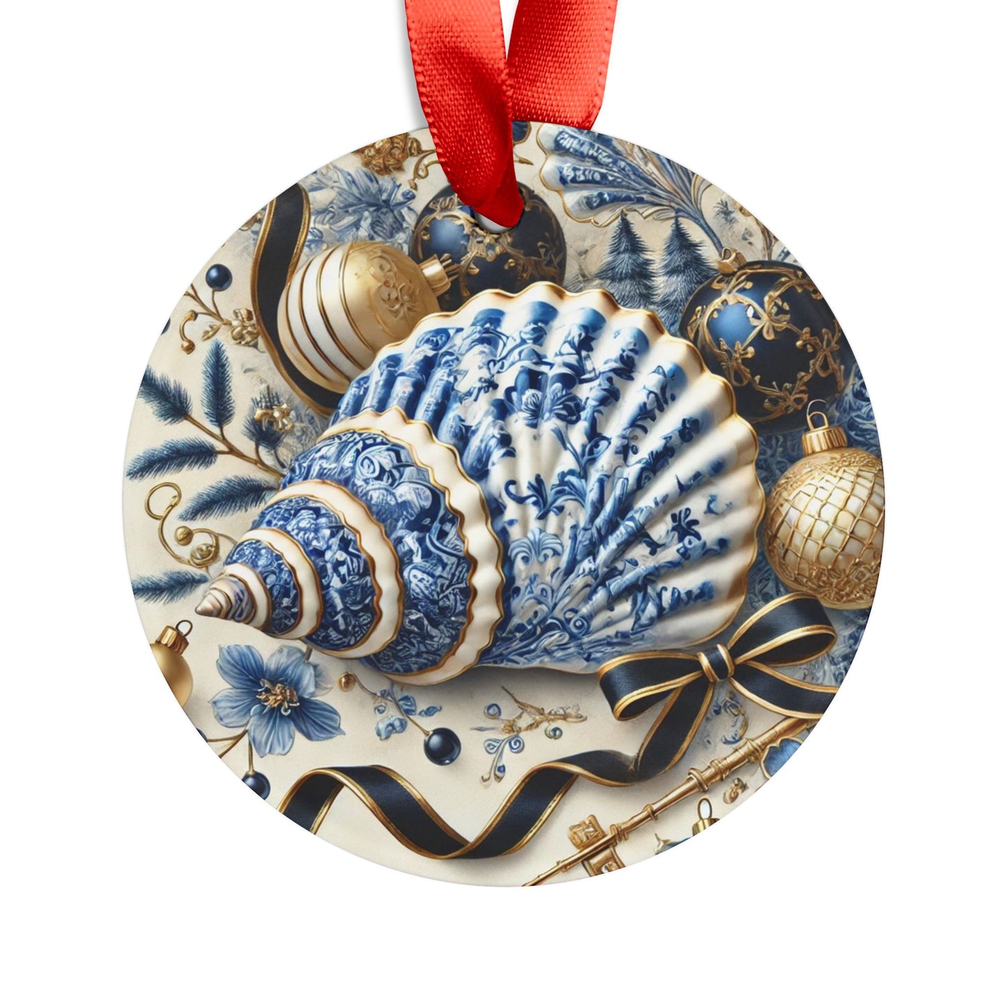 Blue White Shell Black Style3 Chinoiserie Chique Acrylic Ornament