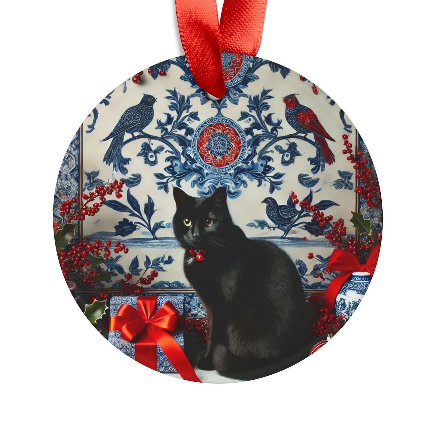 Blue White Cat Style1 Chinoiserie Chique Acrylic Ornament