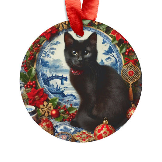 Blue White Cat Style2 Chinoiserie Chique Acrylic Ornament