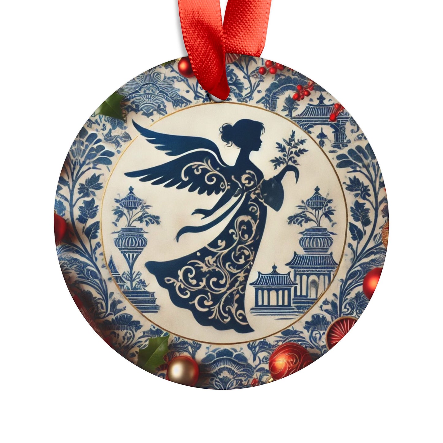 Blue White Angel Style2 Chinoiserie Chique Acrylic Ornament