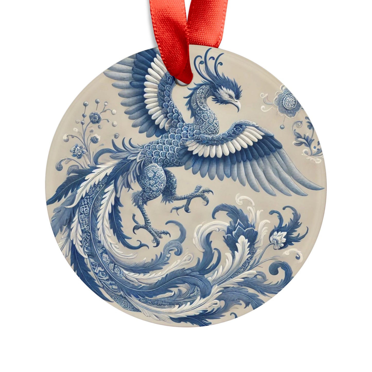 Blue White Phoenix Style3 Chinoiserie Chique Acrylic Ornament