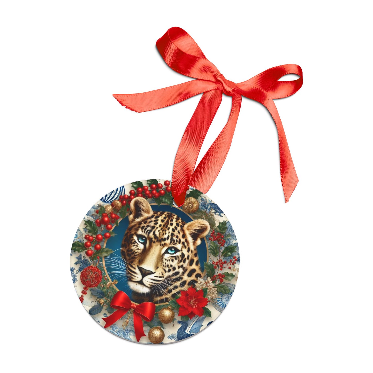 Blue White BigCat Style1 Chinoiserie Chique Acrylic Ornament