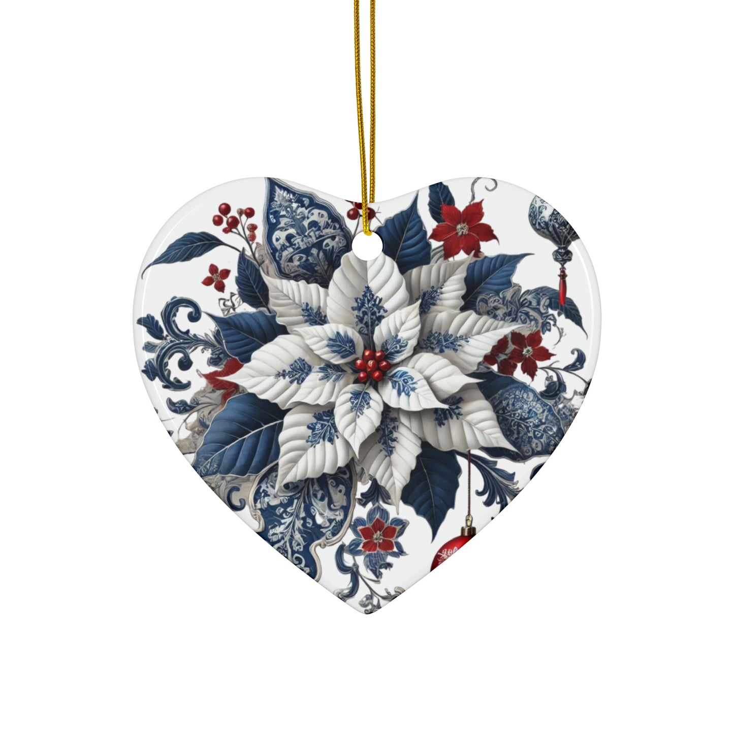 Blue White Red Style3 Chinoiserie Chique Ceramic Ornament, 2 shapes available