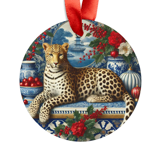 Blue White BigCat Style4 Chinoiserie Chique Acrylic Ornament