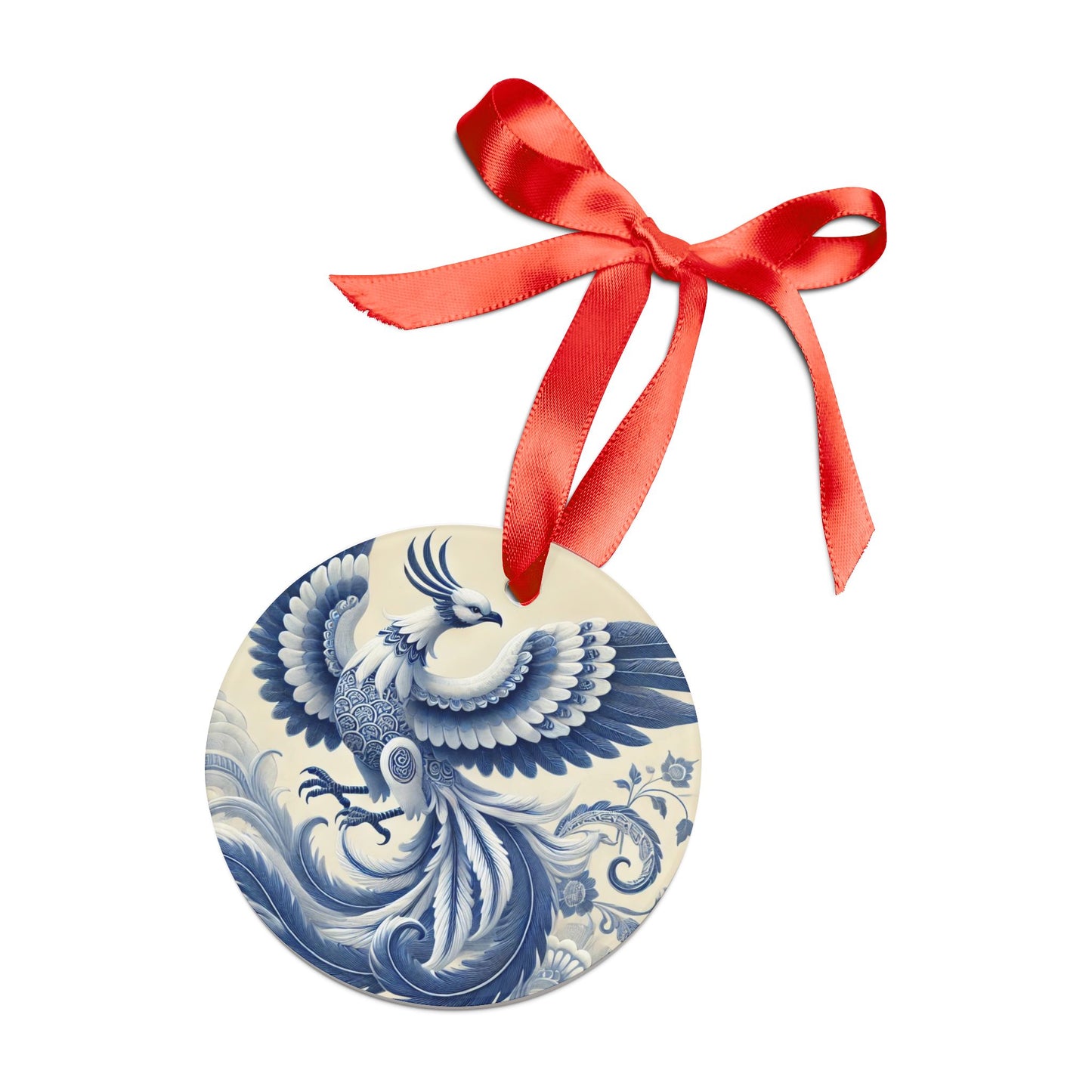 Blue White Phoenix Style2 Chinoiserie Chique Acrylic Ornament