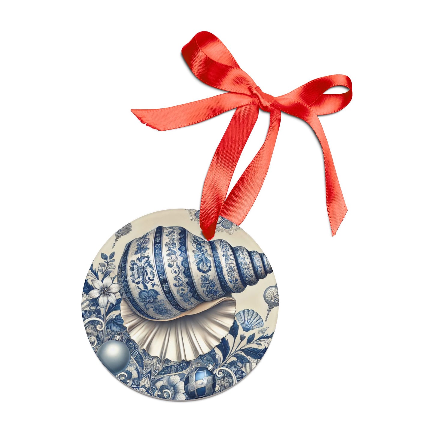 Blue White Shell Style1 Chinoiserie Chique Acrylic Ornament