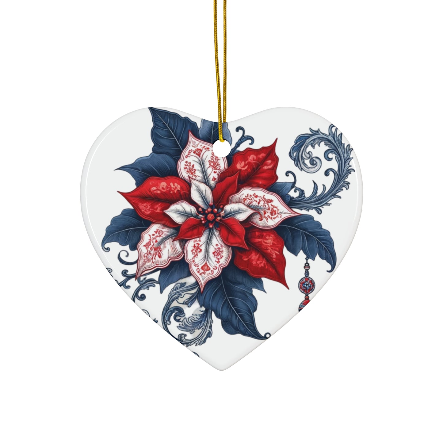 Blue White Red Style2 Chinoiserie Chique Ceramic Ornament, 2 shapes available