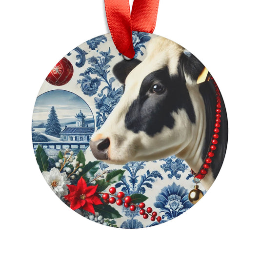 Blue White Cow Print Chinoiserie Chique Acrylic Ornament