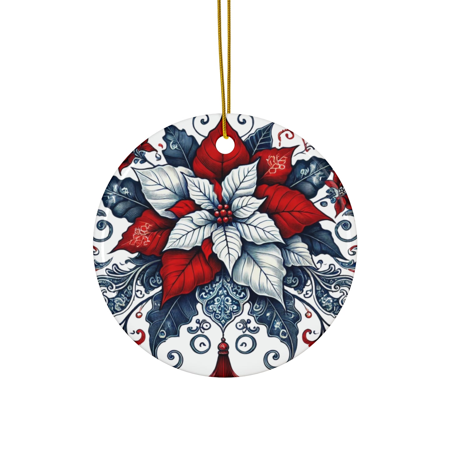 Blue White Red Style1 Chinoiserie Chique Ceramic Ornament, 2 shapes available