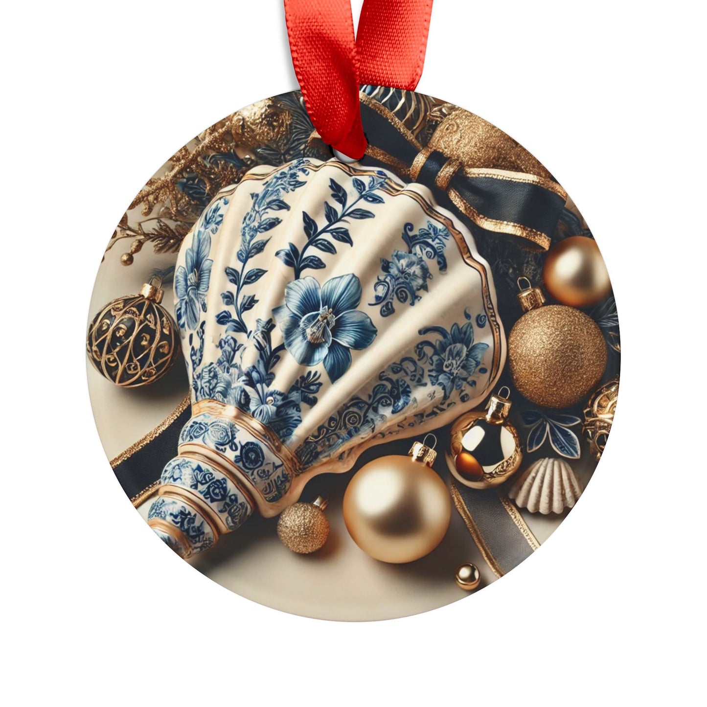 Blue White Shell Black Style1 Chinoiserie Chique Acrylic Ornament