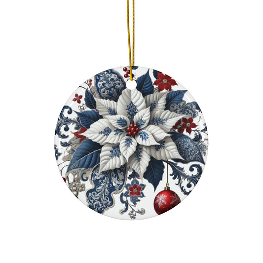 Blue White Red Style3 Chinoiserie Chique Ceramic Ornament, 2 shapes available