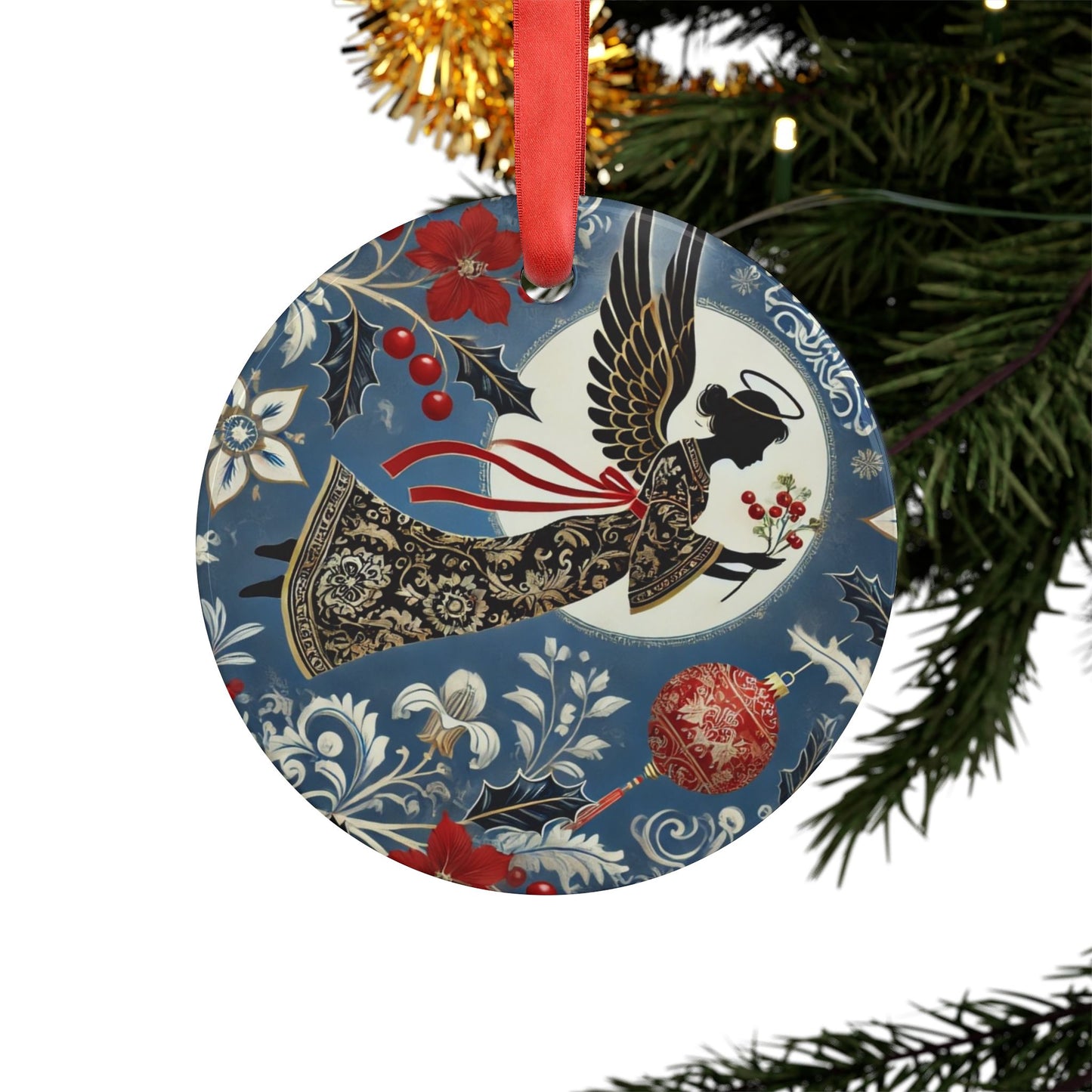 Blue White Angel Style3 Chinoiserie Chique Acrylic Ornament