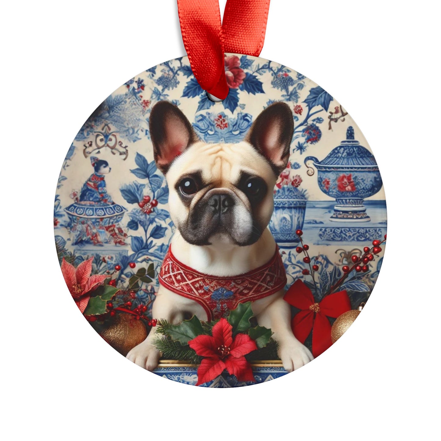 Blue White Frenchie Style6 Chinoiserie Chique Acrylic Ornament