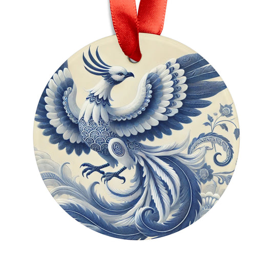 Blue White Phoenix Style2 Chinoiserie Chique Acrylic Ornament