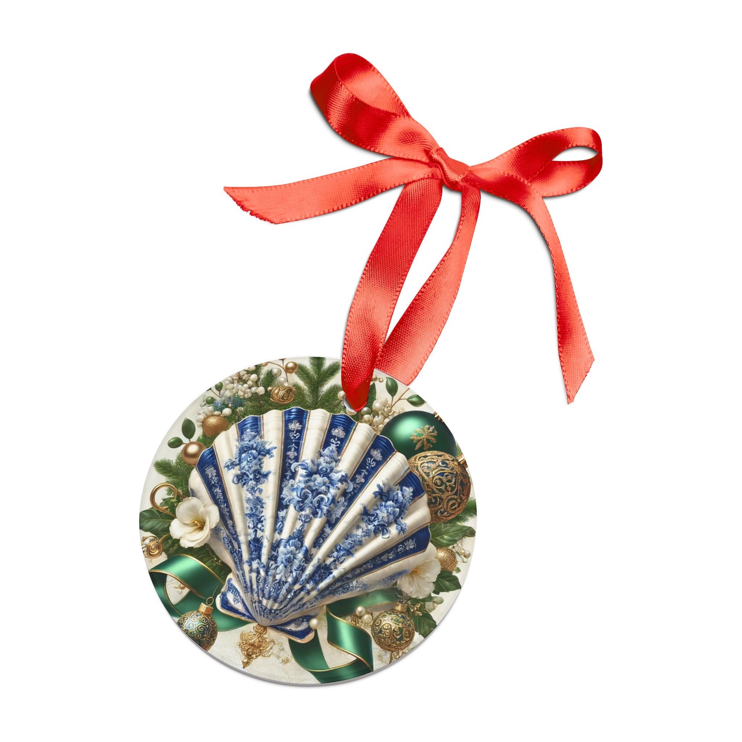 Blue White Shell Green Style2 Chinoiserie Chique Acrylic Ornament