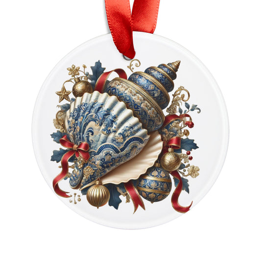 Blue White Shell Red Style2 Chinoiserie Chique Acrylic Ornament